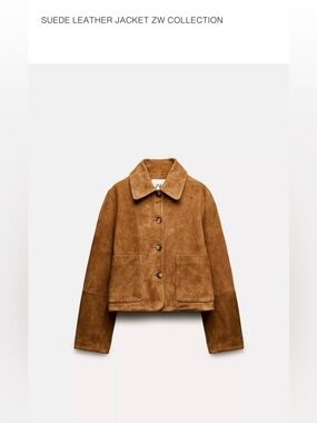 Zara Suede Leather Jacket ZW Collection in Brandy
